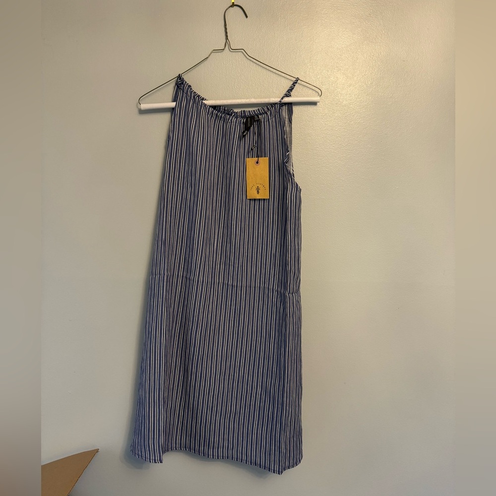 Knot Sisters Blue and White Striped Mini Dress M NWT